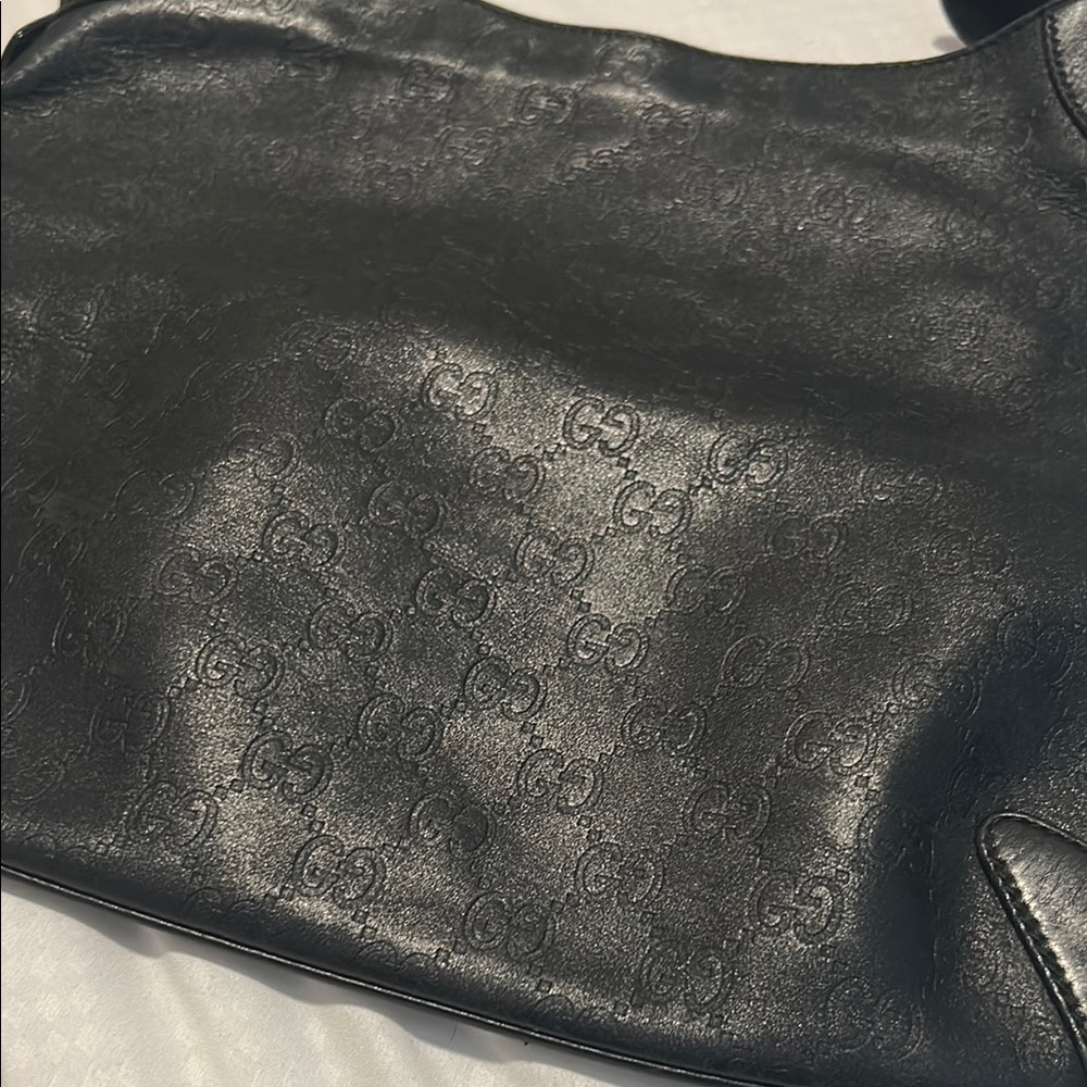 Gucci Horsebit Creole Hasler Guccissima Hobo Gold Black - Picture 2 of 15